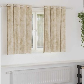 vidaXL Βελούδινες Κουρτίνες 2 pcs Κρεμ 140 x 140 cm Βελούδο