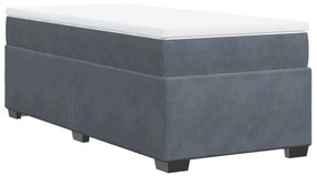 Κρεβάτι Boxspring με Στρώμα Σκούρο Γκρι 90x190 εκ. Βελούδινο - Γκρι