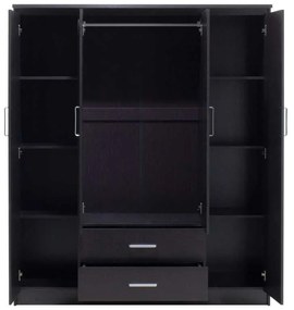 Ντουλάπα ρούχων τετράφυλλη OLYMPUS pakoworld χρώμα wenge 159x57x183εκ