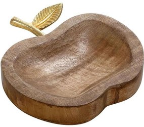 Διακοσμητική Πιατέλα Μήλο FRI154K4 19x18x4cm Brown-Gold Espiel Metal,Wood
