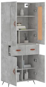 vidaXL Ντουλάπι Γκρι Σκυροδέματος 69,5x34x180 εκ. Επεξεργασμένο Ξύλο