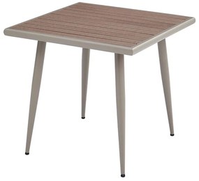 SERRANO Τραπέζι Κήπου-Βεράντας Μέταλλο Βαφή Sand Beige, Polywood Καρυδί  80x80x74cm Ε6890,1