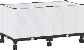 vidaXL Κήπος Γλαστράκι με Ροδάκια Λευκό 80 x 40 x 48 cm PP