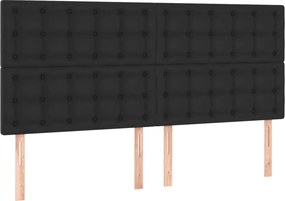 vidaXL Κρεβάτι Boxspring με Στρώμα &amp; LED Μαύρο 180x200 εκ. Συνθ. Δέρμα