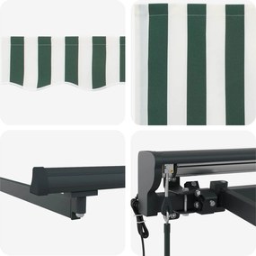 vidaXL Ηλεκτρικό Αναδιπλούμενο Σκίαστρο Πράσινο και Λευκό 2,5 x 2 m