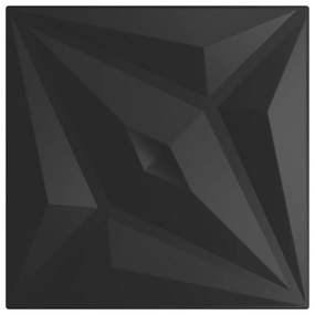 Πάνελ Τοίχου 48 τεμ. Μαύρα Σχ. Αστέρι 50 x 50 εκ. 12 μ² από XPS - Μαύρο
