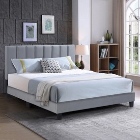 Κρεβάτι Διπλό ALLEGRO Γκρι Ύφασμα 169x215x117/127cm (Για Στρώμα 160x200cm)