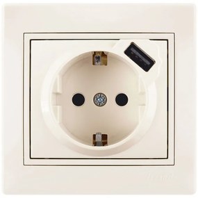 Lezard Πρίζα Σούκο + USB (σε αναμονή) Κρεμ Mira (Πλήρης) 701.0303181B