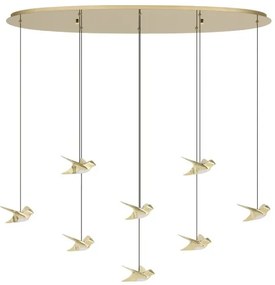 Κρεμαστό Φωτιστικό Οροφής 8xLED 4,2W Πουλιά Οβάλ Dimmable Paratebueno Eglo-390397-Ορείχαλκος 390397