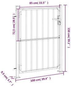 Πόρτα Περίφραξης Κήπου 100 x 150 εκ. από Ανοξείδωτο Ατσάλι - Ασήμι