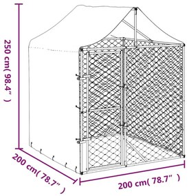 Κλουβί Σκύλου Εξ. Χώρου με Οροφή Ασημί 2x2x2,5 μ. Γαλβ. Ατσάλι - Ασήμι