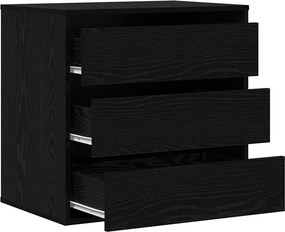 vidaXL Ντουλάπι με Συρτάρια 3-Συρτάρι Μαύρο 61 x 41 x 58 εκ