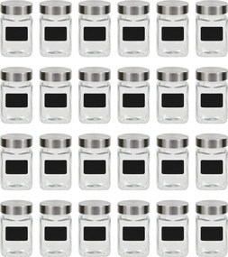 vidaXL Βάζα Αποθήκευσης 24 τεμ. 300 ml με Αυτοκόλλητο