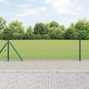 vidaXL Welded Wire Fence με 13 πλάγιους πόλους Πράσινο 0.4x50 μ Χάλυβας