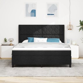 vidaXL Σκελετός Κρεβατιού με Στρώμα Μαύρο 180x200 εκ Ύφασμα