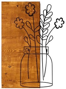 Διακοσμητικό Τοίχου Cicek 899SKL1295 41x58cm Walnut-Black Wallity Μέταλλο,Ξύλο