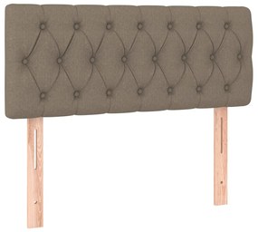 vidaXL Κρεβάτι Boxspring με Στρώμα &amp; LED Taupe 90x200 εκ. Υφασμάτινο
