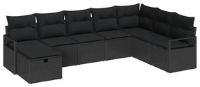 vidaXL Σετ Καναπέ Κήπου 8 pcs Μαύρο 287 x 177 x 85 εκ. Πολυ ράταν