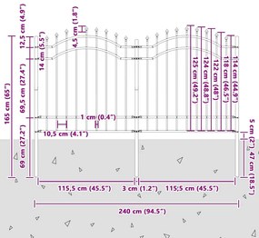 vidaXL Φράχτης Κήπου Γκρι 240 x 165 εκ. Ατσάλι με Επικάλυψη Πούδρας