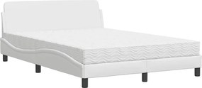 vidaXL Κρεβάτι με Στρώμα Dover Λευκό 140x200εκ.από Συνθετικό Δέρμα