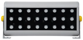 GloboStar® FLOOD-HENA 90643 Προβολέας Wall Washer για Φωτισμό Κτιρίων LED 48W 4800lm 30° DC 24V Αδιάβροχο IP65 Μ39 x Π6 x Υ17cm Πολύχρωμο RGB DMX512 - Ασημί - 3 Years Warranty