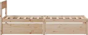 vidaXL Σκελετός Κρεβατιού Χωρίς Στρώμα 75x190 εκ Μασίφ Ξύλο Πεύκου