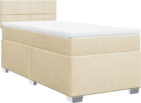 vidaXL Κρεβάτι Boxspring με Στρώμα Κρεμ 90x200 εκ.Υφασμάτινο