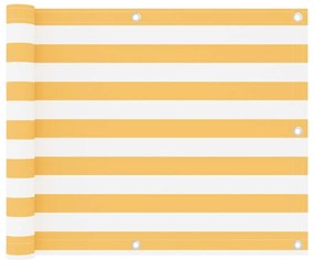 vidaXL Διαχωριστικό Βεράντας Λευκό/Κίτρινο 75 x 600 εκ. Ύφασμα Oxford