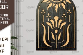 Σετ των 2 Intra απο ξύλο plywood 3mm-4mm πάχος Σχέδιο κοπής με λέιζερ διακόσμηση τοίχου Boho Δίασταση 30x20 cm INTRAFABR-103398610