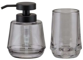 Δοχείο Κρεμοσάπουνου 380ml &amp; Ποτήρι Οδοντόβουρτσας Mood Grey Sealskin Γυαλί