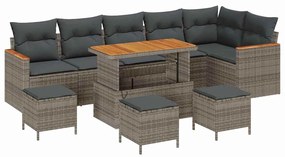 vidaXL Σετ Καναπέ Κήπου με μαξιλάρι 10 pcs Γκρι Πολυ ράταν