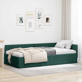 vidaXL Κρεβάτι Γωνίας Σκούρο πράσινο 80 x 200 cm Ύφασμα και Έργο ξύλου