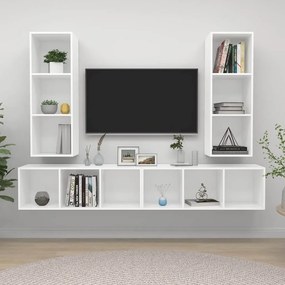 vidaXL Έπιπλο Τηλεόρασης Κρεμαστό 4 τεμ. Λευκό από Μοριοσανίδα