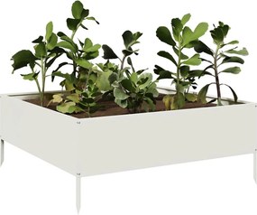 vidaXL Ζαρντινιέρα Υπερυψωμένη Λευκό 100x100x41 εκ. Ατσάλι