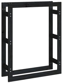 vidaXL Ραφιέρα Καυσόξυλων Μαύρη 80x25x100 εκ. από Μασίφ Ξύλο Πεύκου