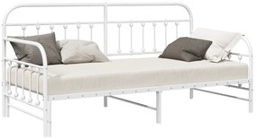 vidaXL Κρεβάτι με κρεβάτι-τραβέρσα Λευκό 100x190 εκ. Χάλυβας