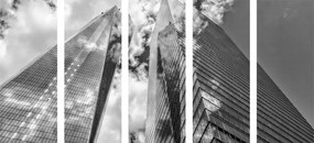 Εικόνα 5 τμημάτων μαστροφικοί ουρανοξύστες σε ασπρόμαυρο