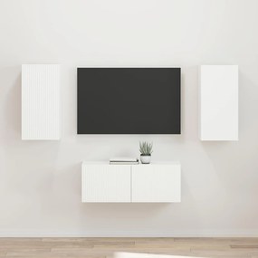 vidaXL Σετ επίπλου τηλεόρασης Επιτοίχιο 2 pcs Λευκό Επεξεργασμένο ξύλο