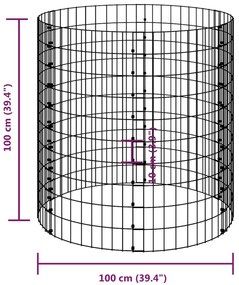 vidaXL Συρματοκιβώτιο-Γλάστρα Στύλος Κυκλική Ø100x100 εκ Γαλβ. Χάλυβας