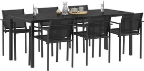vidaXL Σετ Εξωτερικών Επίπλων 7 pcs Μαύρο και Ανθρακί Textilene