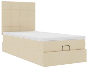 vidaXL Οθωμανικό κρεβάτι με στρώμα Cream 80x200cm ύφασμα