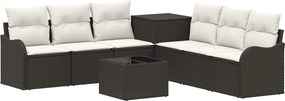 vidaXL Σετ Καναπέ 8 τμχ. Μαύρο και Κρεμ Λευκό 55 x 55 x 37 εκ