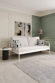 Stewehome Sofia μονό μεταλλικό κρεβάτι καναπές λευκό minimal 90x190x28 cm