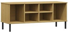 vidaXL Παπουτσοθήκη OSLO Καφέ 106x35x45 εκ. Μασίφ Ξύλο με Μεταλ. Πόδια