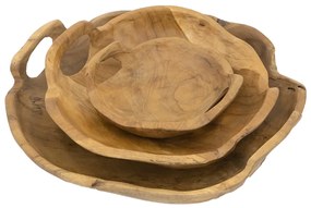 Artekko Woody Μπολ από Ξύλο Teak (40x40x8)cm (30x30x8)cm (21x21x6.5)cm Σετ/3 - 70629