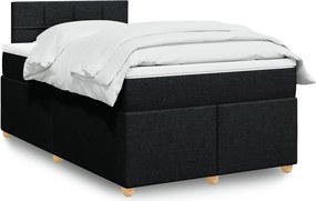 vidaXL Κρεβάτι Boxspring με Στρώμα Μαύρο 120x200 εκ. Υφασμάτινο