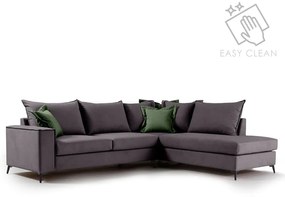 Γωνιακός καναπές αριστερή γωνία Romantic ύφασμα ανθρακί-κυπαρισσί 290x235x95εκ Υλικό: FABRIC 168-000035