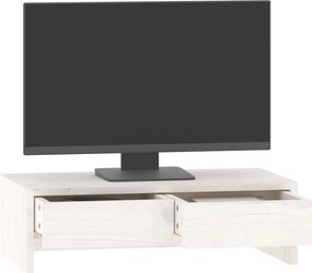vidaXL Βάση Οθόνης Λευκή 50 x 27 x 15 εκ. από Μασίφ Ξύλο Πεύκου