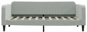 vidaXL Καναπές Κρεβάτι με Στρώμα Ανοιχτό Γκρι 90x190 εκ. Βελούδινος