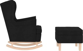 vidaXL Πολυθρόνα Κουνιστή Μαύρη Υφασμάτινη με Υποπόδιο